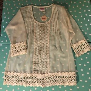 Long Sleeve Sheer too with Lace Trim